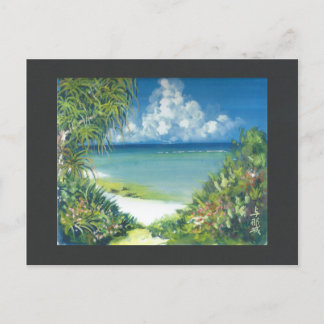 Watercolor Painting Postcard Okinawa Shore