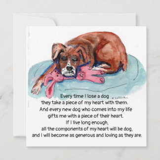 Watercolor painting pup & "Every time I lose a dog Holiday Card