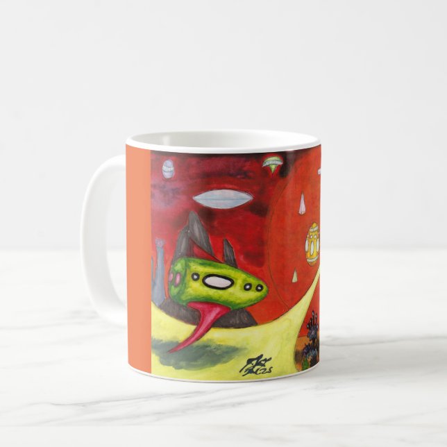 Watercolor Painting Science Fiction Dimension Art Coffee Mug (Front Left)