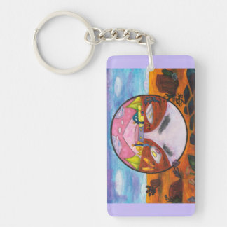 Watercolor Painting Science Fiction Dimension Art Key Ring