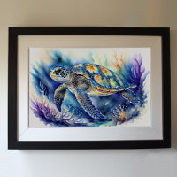 Watercolor Painting Sea Turtle