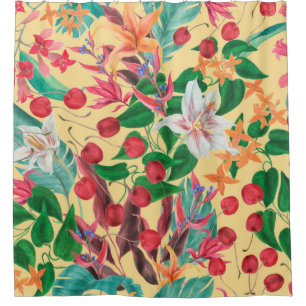 Watercolor painting seamless pattern with beautifu shower curtain