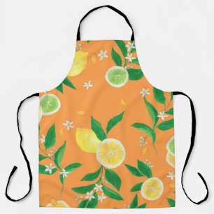 Watercolor painting seamless pattern with citrus f apron