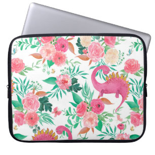 Watercolor painting seamless pattern with cute din laptop sleeve