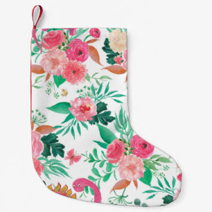 Watercolor painting seamless pattern with cute din small christmas stocking