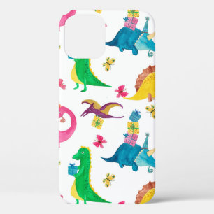 Watercolor painting seamless pattern with dinosaur iPhone 12 case