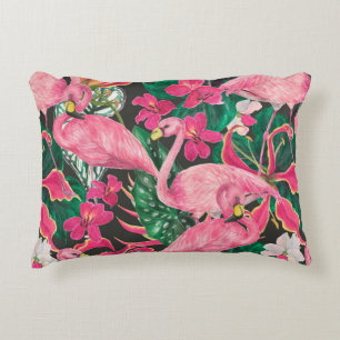 Watercolor painting seamless pattern with flamingo decorative cushion