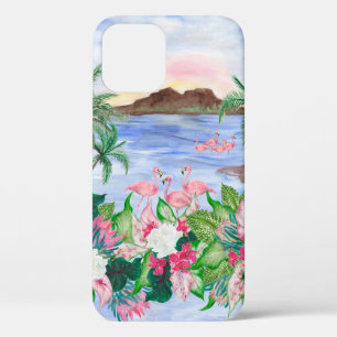 Watercolor painting seamless pattern with hawaiian iPhone 12 case