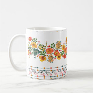 Watercolor painting seamless pattern with stylised coffee mug