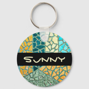 Watercolor Painting Stone Mosaic + your ideas Key Ring