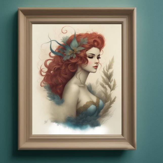 Watercolor Painting Stunning Woman Red Hair Poster (Creator Uploaded)