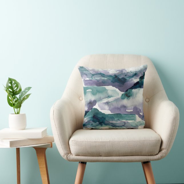 Watercolor Painting Tie Dye Blue Purple  Cushion (Chair)