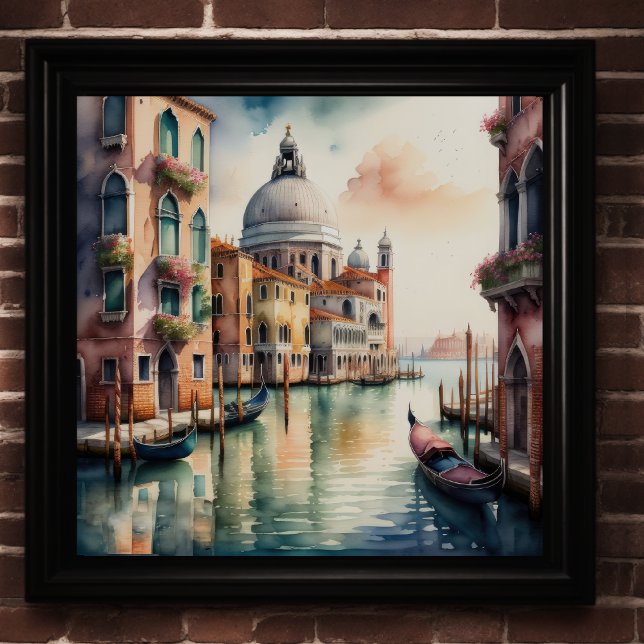 Watercolor Painting Venice City Scene Gondola 1:1 Poster (Creator Uploaded)