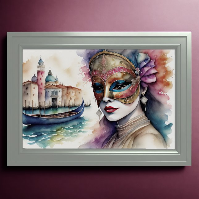 Watercolor Painting Woman Venetian Mask III Poster (Creator Uploaded)