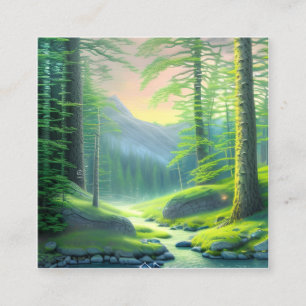 Watercolor Paintings that Depict Forest Square Business Card