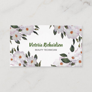 Watercolor Pale Pink Roses Ballerina Illustration Business Card