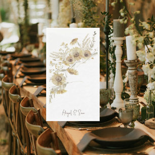 Watercolor Pale Sunflowers Personalized Napkin
