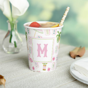 Watercolor Palm Beach Mahjong Paper Cups