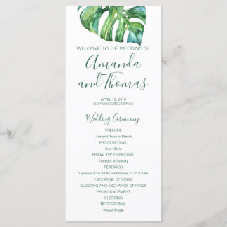 Watercolor Palm Leaf - destination wedding program Programme