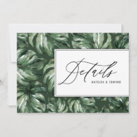 Watercolor palm leaf foliage wedding details