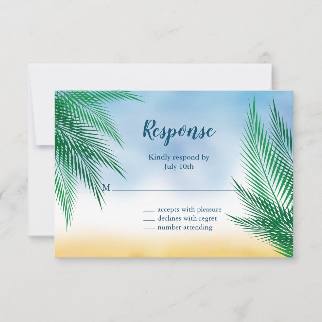 Watercolor Palm Leaves RSVP Card (Front)