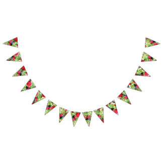 Watercolor palm leaves watermelon wedding decor bunting 