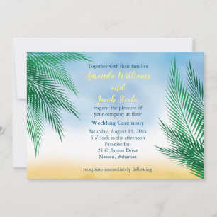 Watercolor Palm Leaves Wedding Invitation