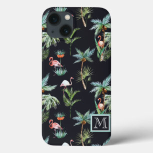 Watercolor Palm Pattern   Add Your Initial iPhone 13 Case