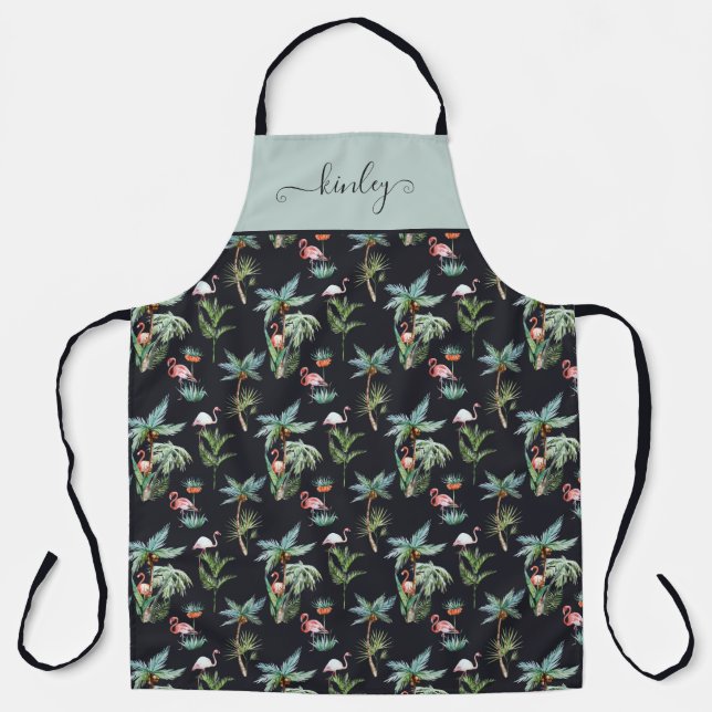 Watercolor Palm Pattern Apron (Front)