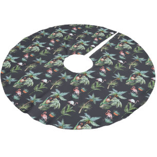 Watercolor Palm Pattern Brushed Polyester Tree Skirt