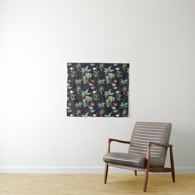 Watercolor Palm Pattern Tapestry (In Situ (Horizontal))