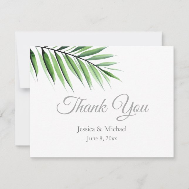 Watercolor Palm  Thank You Card (Front)