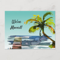 Watercolor Palm Tree Aqua Sky Moved to Florida