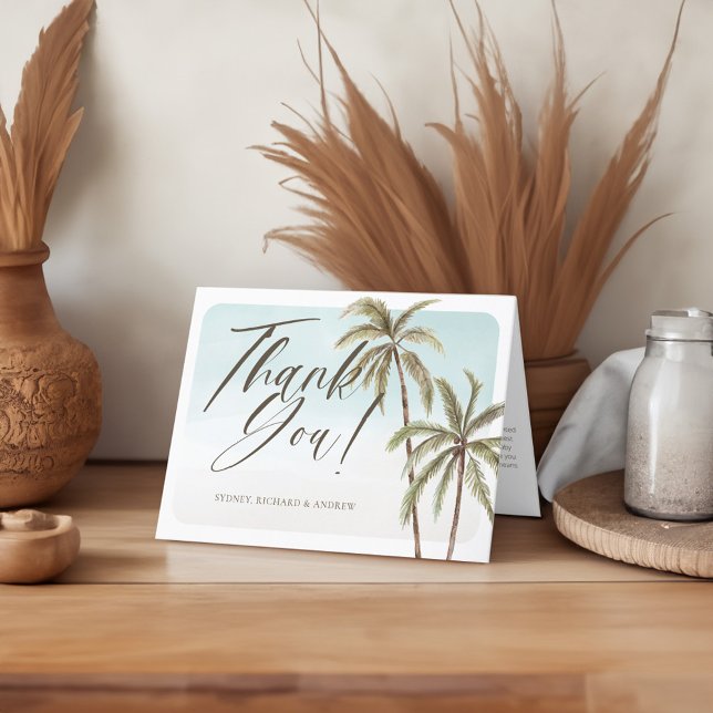 Watercolor Palm Tree Baby Shower Thank You Card (Watercolor Palm Tree Baby Shower Thank You)