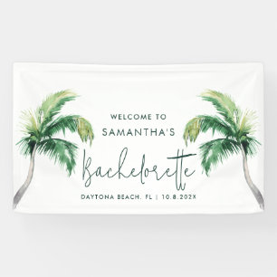 Watercolor Palm Tree Bachelorette Party Welcome Banner