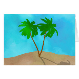 Watercolor Palm Tree Beach Scene Collage