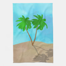 Watercolor Palm Tree Beach Scene Collage