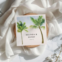 Watercolor Palm Tree Beach Wedding