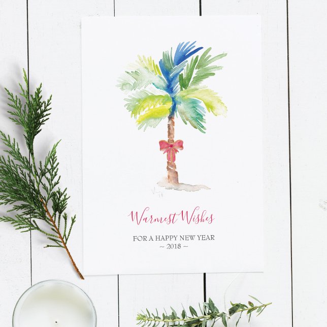 Watercolor Palm Tree Christmas Card, Holiday Card (Creator Uploaded)