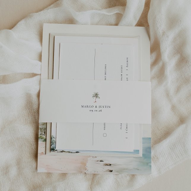 Watercolor Palm Tree Invitation Belly Band (Creator Uploaded)