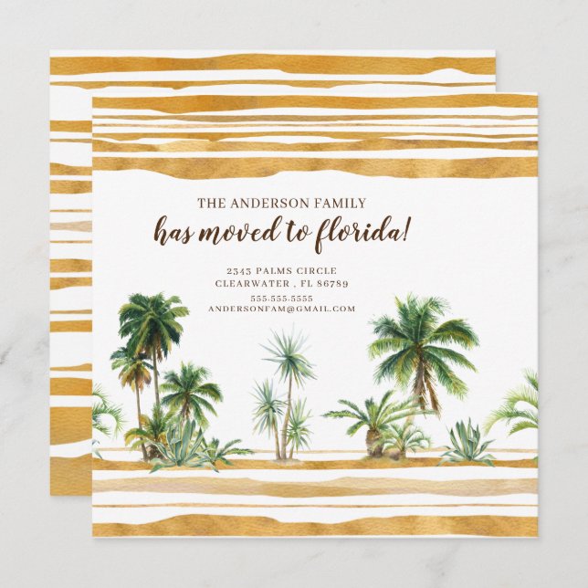 Watercolor Palm Tree Moving Announcement (Front/Back)