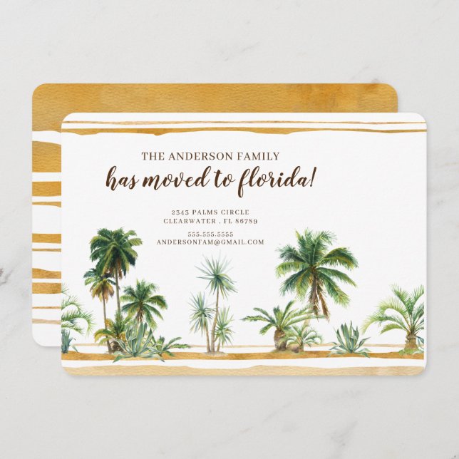 Watercolor Palm Tree Moving Announcement (Front/Back)