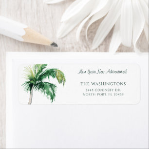 Watercolor Palm Tree Moving Return Address