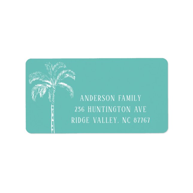 Watercolor Palm Tree New Address Label (Front)