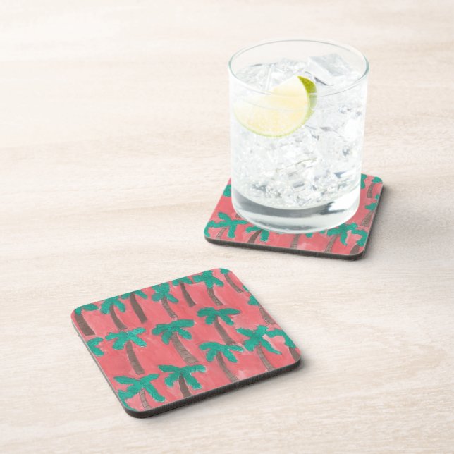 Watercolor Palm Tree Pattern Coaster (Right Side)