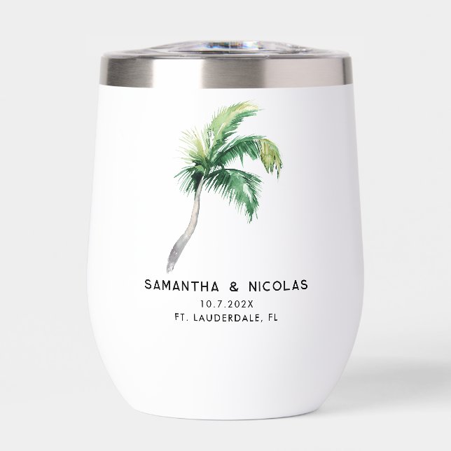 Watercolor Palm Tree Tropical Wedding Personalized (Front)