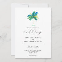 Watercolor Palm Tree Wedding Invitation