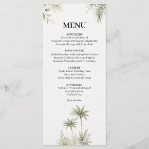 Watercolor Palm Tree Wedding Menu Card