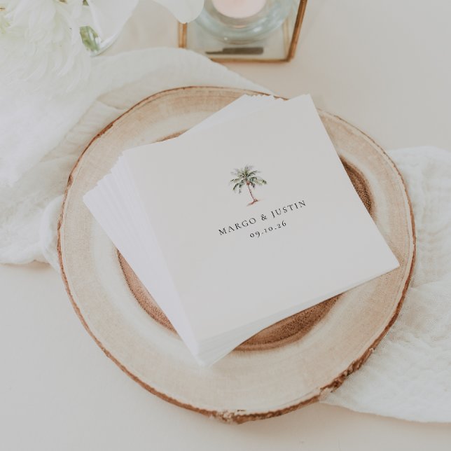 Watercolor Palm Tree Wedding Napkin (Creator Uploaded)