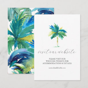 Watercolor Palm Tree Wedding Website Insert Card
